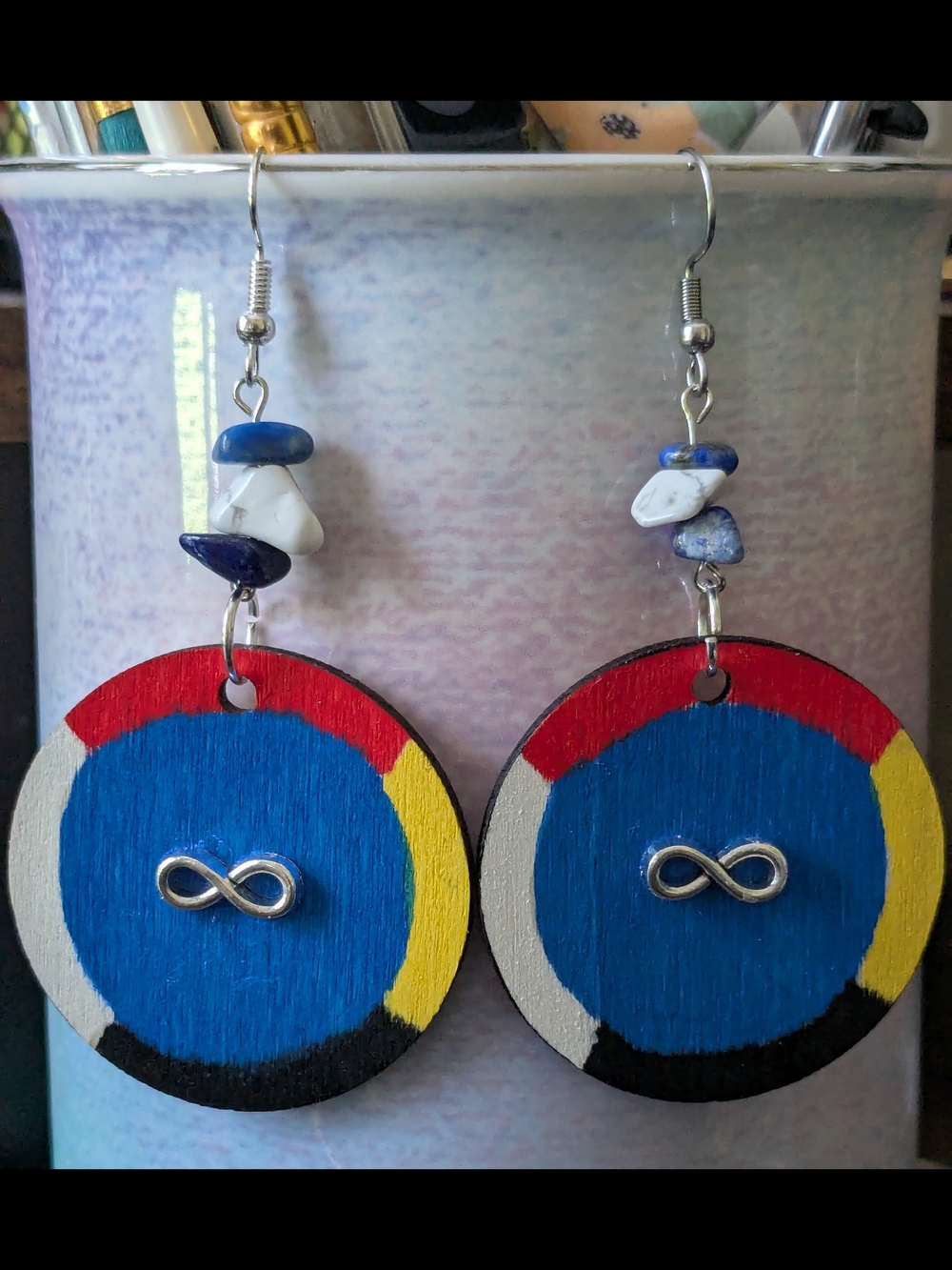 Handpainted Métis Earrings With Four Color Medicine Wheel
